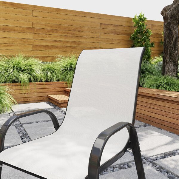 VivaGarden Sedia per Esterni Set 2 Sedie da Giardino in Acciaio/Texteline Dimensioni 54x71x93 cm colore Grigio Chiaro