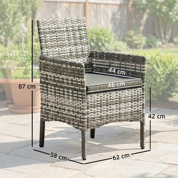 VivaGarden Sedia per Esterni Set 2 Sedie da Giardino in Rattan PE Dimensioni 58x62x87 cm colore Grigio