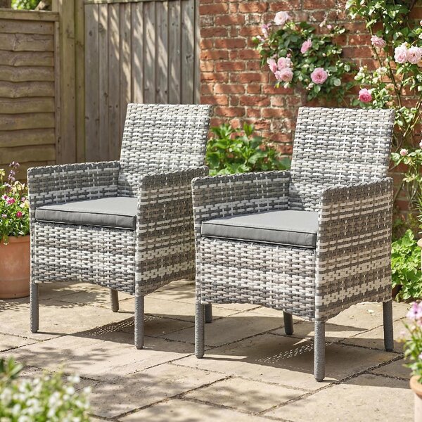VivaGarden Sedia per Esterni Set 2 Sedie da Giardino in Rattan PE Dimensioni 58x62x87 cm colore Grigio