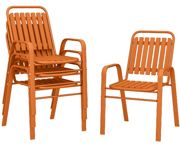 VivaGarden Sedia per Esterni Set 4 Sedie da Giardino Impilabili in Acciaio/Polipropilene Dimensioni 56x66x91 cm colore Arancione