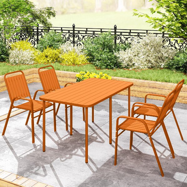 VivaGarden Sedia per Esterni Set 4 Sedie da Giardino Impilabili in Acciaio/Polipropilene Dimensioni 56x66x91 cm colore Arancione