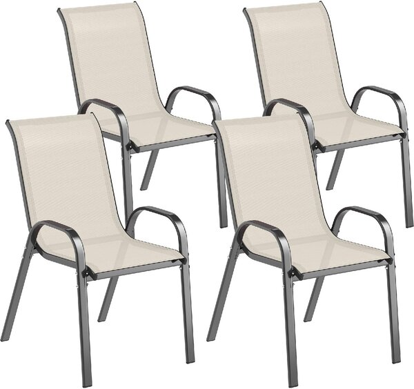 VivaGarden OUTLET - Sedia per Esterni Set 4 Sedie da Giardino in Acciaio/Texteline Dimensioni 54x71x93 cm colore Beige