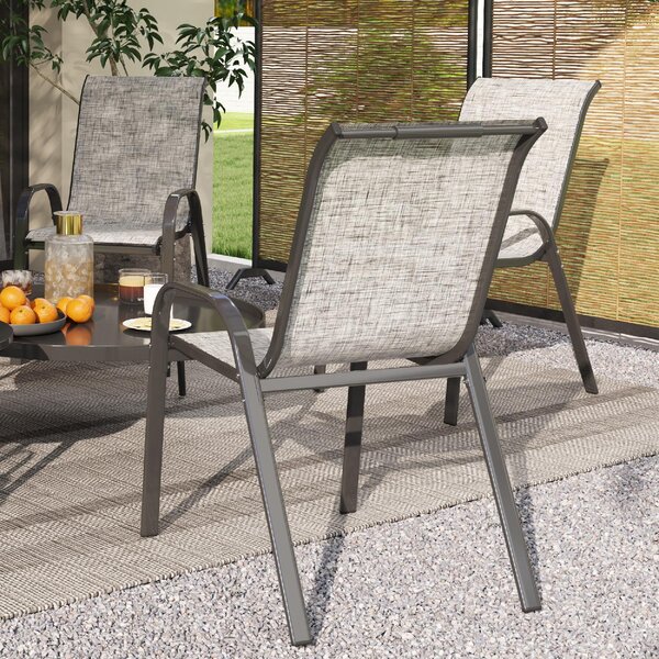 VivaGarden Sedia per Esterni Set 4 Sedie da Giardino in Acciaio/Texteline Dimensioni 54x71x93 cm colore Grigio
