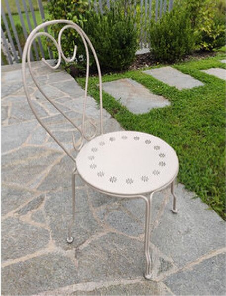Giardino del Re Sedia per Esterni Set 4 Sedie da Giardino in Acciaio Dimensioni 48x89 cm colore Crema - Sorrento