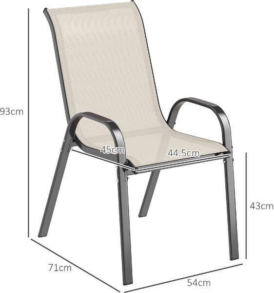 VivaGarden OUTLET - Sedia per Esterni Set 4 Sedie da Giardino in Acciaio/Texteline Dimensioni 54x71x93 cm colore Beige