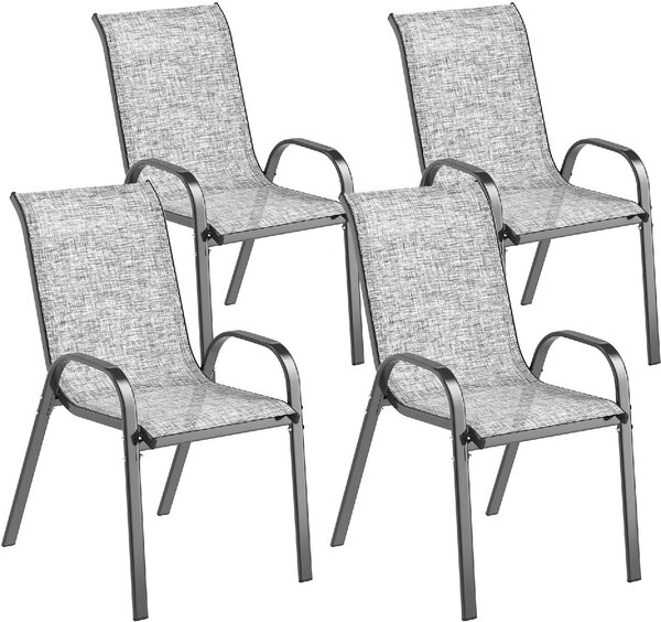VivaGarden Sedia per Esterni Set 4 Sedie da Giardino in Acciaio/Texteline Dimensioni 54x71x93 cm colore Grigio