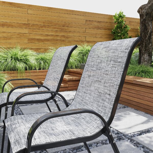 VivaGarden Sedia per Esterni Set 4 Sedie da Giardino in Acciaio/Texteline Dimensioni 54x71x93 cm colore Grigio