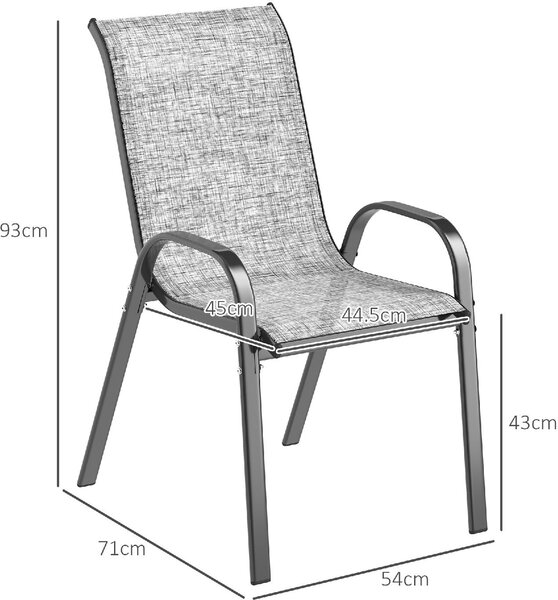 VivaGarden Sedia per Esterni Set 4 Sedie da Giardino in Acciaio/Texteline Dimensioni 54x71x93 cm colore Grigio