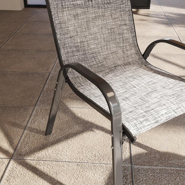 VivaGarden Sedia per Esterni Set 4 Sedie da Giardino in Acciaio/Texteline Dimensioni 54x71x93 cm colore Grigio