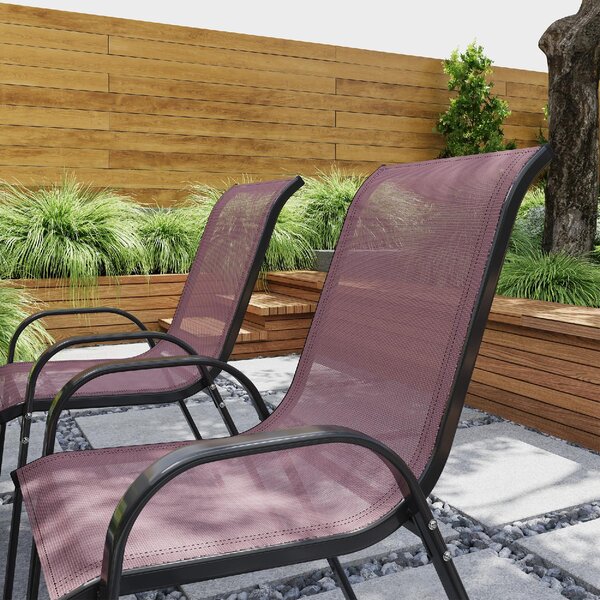 VivaGarden Sedia per Esterni Set 4 Sedie da Giardino in Acciaio/Texteline Dimensioni 54x71x93 cm colore Marrone