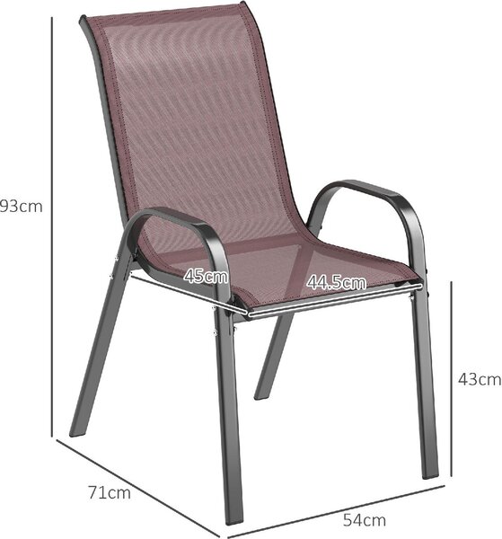 VivaGarden Sedia per Esterni Set 4 Sedie da Giardino in Acciaio/Texteline Dimensioni 54x71x93 cm colore Marrone
