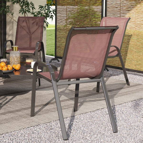 VivaGarden Sedia per Esterni Set 4 Sedie da Giardino in Acciaio/Texteline Dimensioni 54x71x93 cm colore Marrone