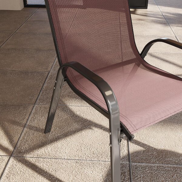 VivaGarden Sedia per Esterni Set 4 Sedie da Giardino in Acciaio/Texteline Dimensioni 54x71x93 cm colore Marrone