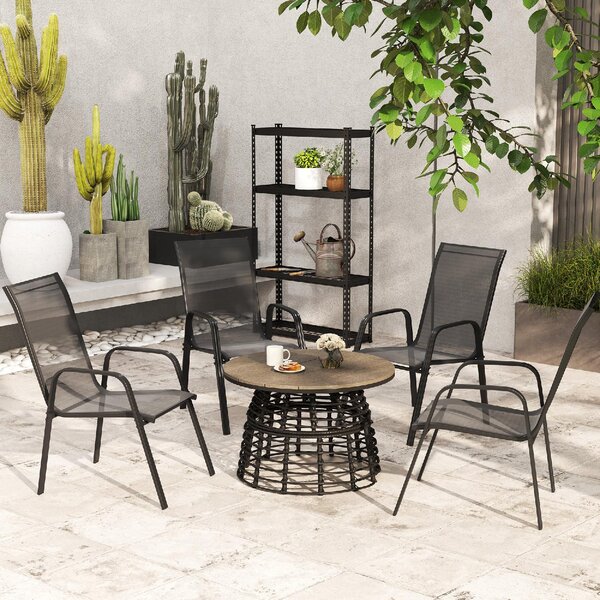 VivaGarden Sedia per Esterni Set 4 Sedie da Giardino in Metallo Dimensioni 54x75,5x95 cm colore Nero