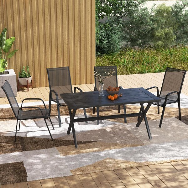 VivaGarden Sedia per Esterni Set 4 Sedie da Giardino in Metallo Dimensioni 54x75,5x95 cm colore Nero