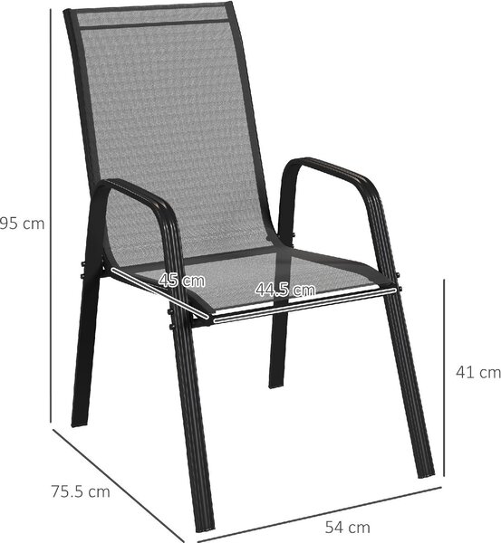 VivaGarden Sedia per Esterni Set 4 Sedie da Giardino in Metallo Dimensioni 54x75,5x95 cm colore Nero