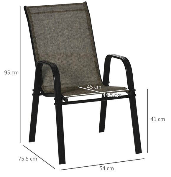 VivaGarden Sedia per Esterni Set 6 Sedie da Giardino in Metallo/Tessuto Dimensioni 54x75,5x95 cm colore Marrone