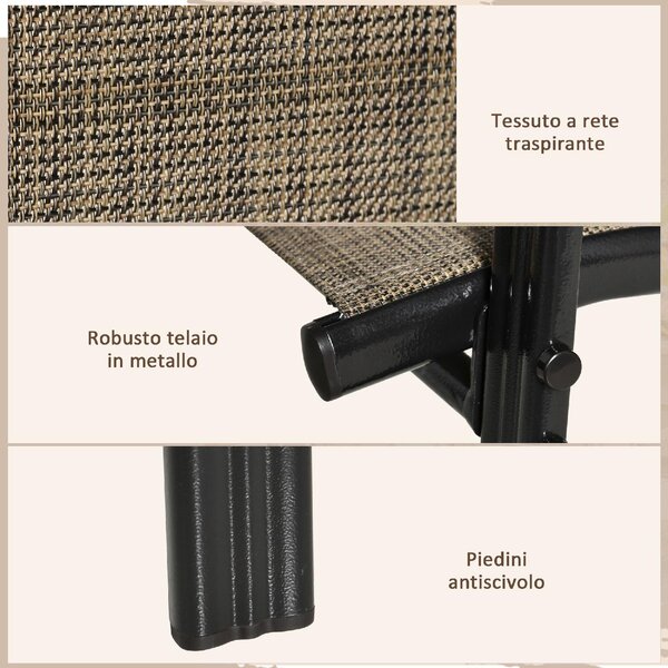 VivaGarden Sedia per Esterni Set 6 Sedie da Giardino in Metallo/Tessuto Dimensioni 54x75,5x95 cm colore Marrone