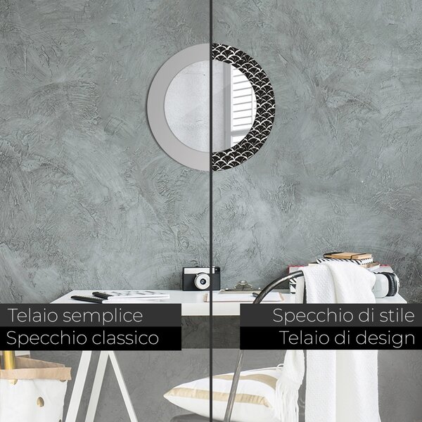 Specchio rotondo stampato Scale orientali fi 50 cm