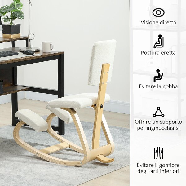 Icon Space Sedia Posturale con Schienale in Tessuto colore Crema