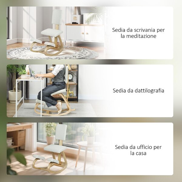 Icon Space Sedia Posturale con Schienale in Tessuto colore Crema