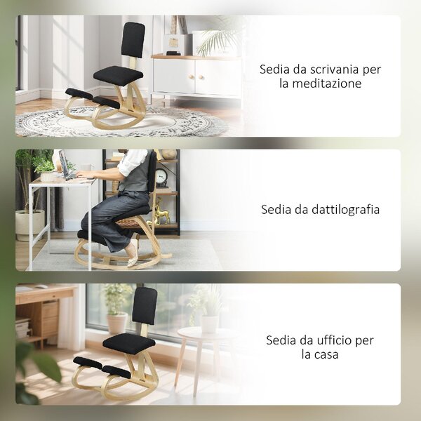 Icon Space Sedia Posturale con Schienale in Tessuto colore Nero