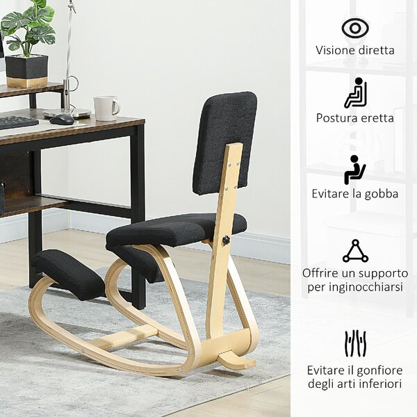 Icon Space Sedia Posturale con Schienale in Tessuto colore Nero