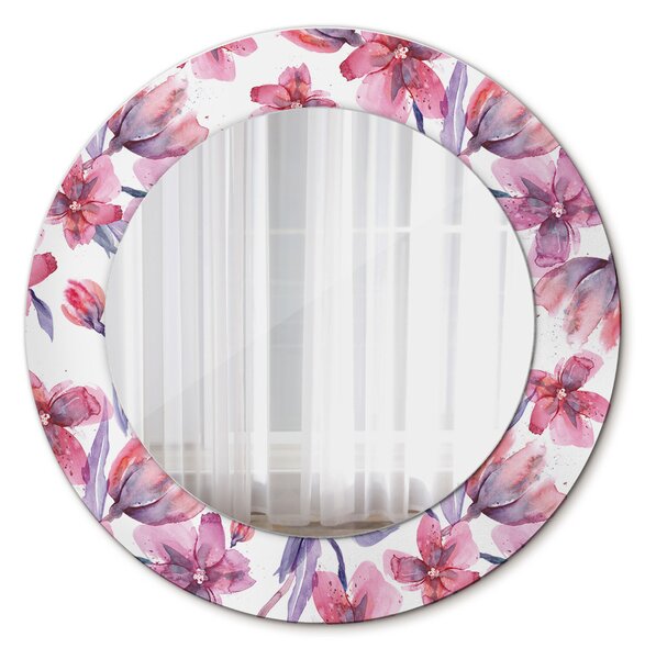 Specchio rotondo stampato Fiori ad acquerello fi 50 cm