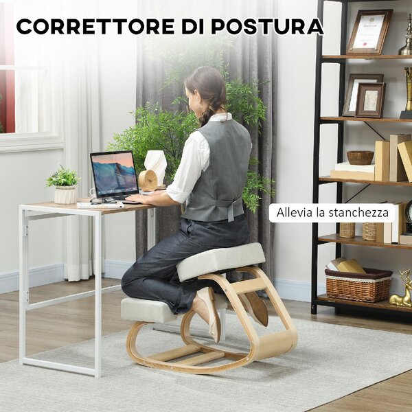 DecHome Sedia Posturale in Tessuto colore Crema