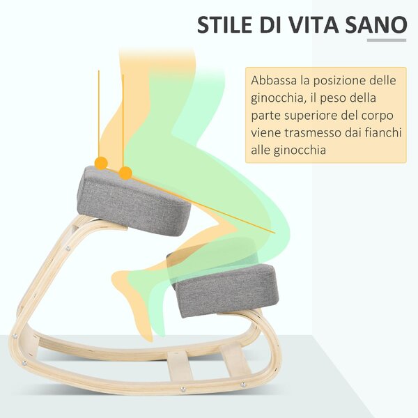 DecHome Sedia Posturale in Tessuto colore Grigio