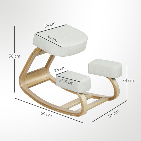 DecHome Sedia Posturale in Tessuto colore Crema