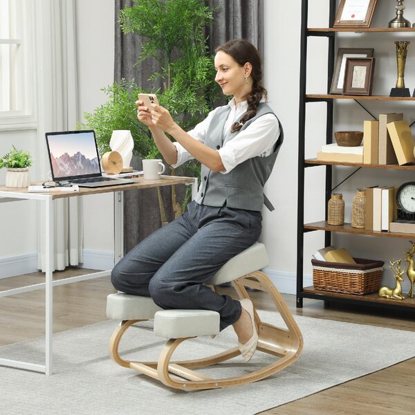 DecHome Sedia Posturale in Tessuto colore Crema