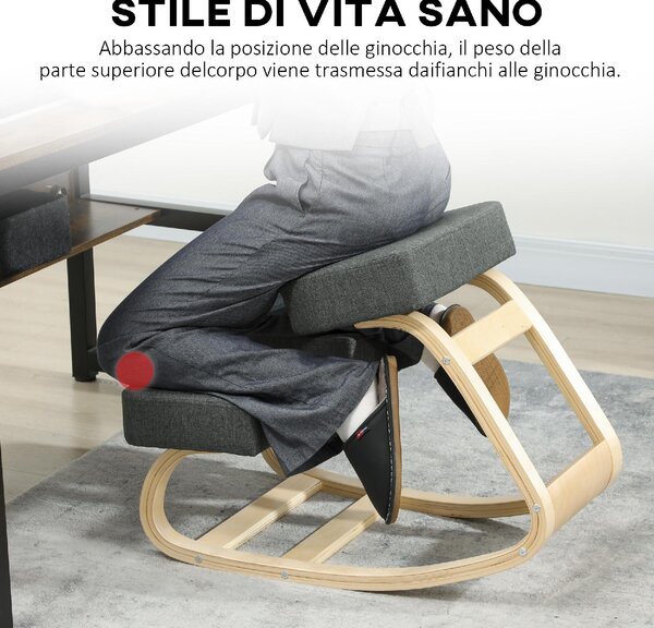 DecHome Sedia Posturale in Tessuto colore Grigio