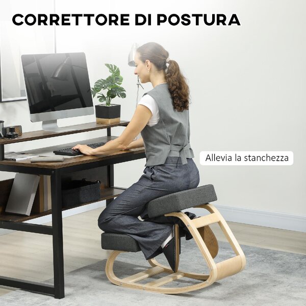 DecHome Sedia Posturale in Tessuto colore Grigio