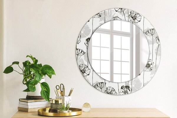 Specchio rotondo stampato Fiori maki fi 50 cm