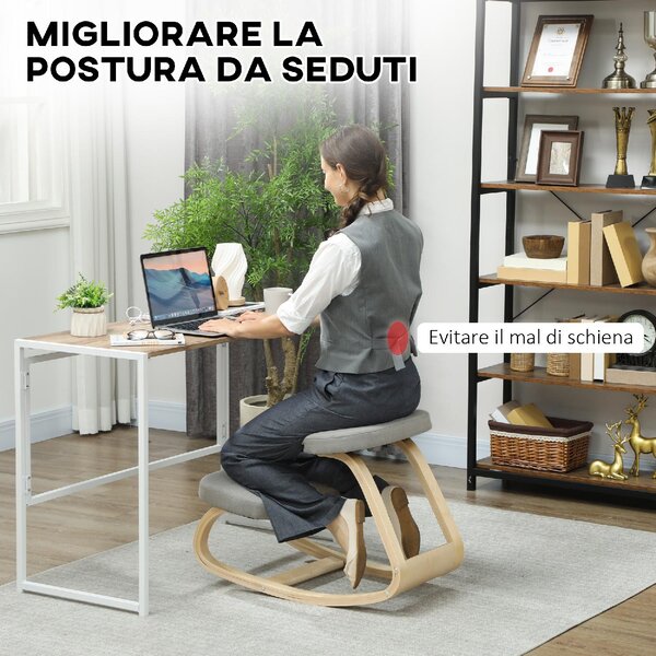 Icon Space Sedia Posturale in Tessuto colore Grigio Chiaro