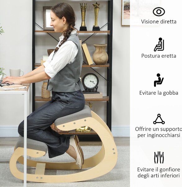 Icon Space Sedia Posturale in Tessuto colore Grigio Chiaro