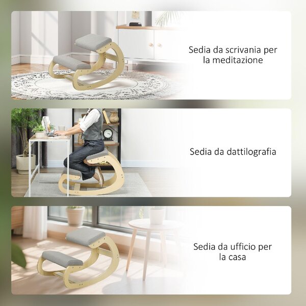 Icon Space Sedia Posturale in Tessuto colore Grigio Chiaro