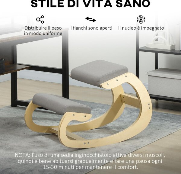 Icon Space Sedia Posturale in Tessuto colore Grigio Chiaro