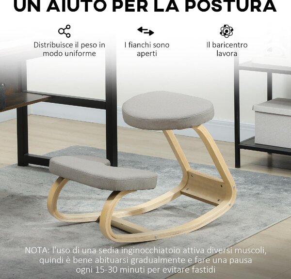 Icon Space Sedia Posturale in Tessuto colore Grigio Chiaro