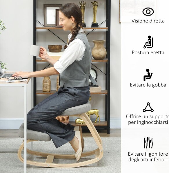 Icon Space Sedia Posturale in Tessuto colore Grigio Chiaro