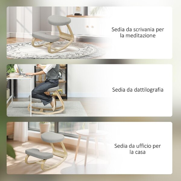 Icon Space Sedia Posturale in Tessuto colore Grigio Chiaro