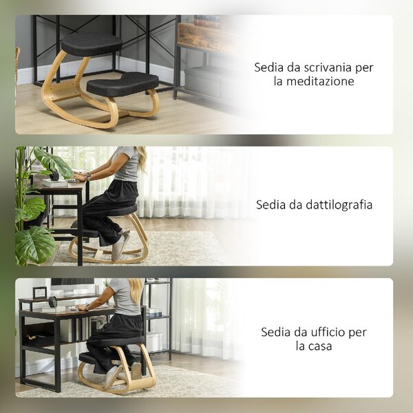 DecHome Sedia Posturale in Tessuto colore Nero