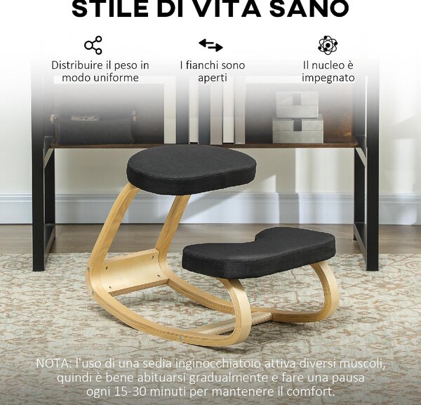 DecHome Sedia Posturale in Tessuto colore Nero