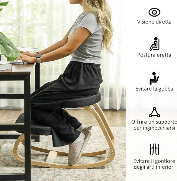 DecHome Sedia Posturale in Tessuto colore Nero