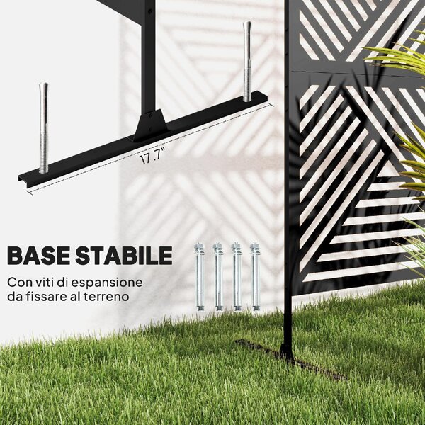 VivaGarden Separ Divisorio da Esterno Decorativo e Traliccio per Rampicanti 122x45x198 cm colore Nero