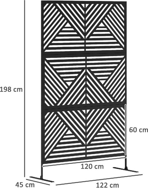 VivaGarden Separ Divisorio da Esterno Decorativo e Traliccio per Rampicanti 122x45x198 cm colore Nero
