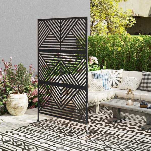 VivaGarden Separ Divisorio da Esterno Decorativo e Traliccio per Rampicanti 122x45x198 cm colore Nero