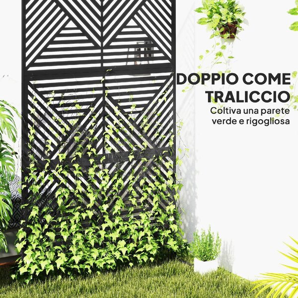 VivaGarden Separ Divisorio da Esterno Decorativo e Traliccio per Rampicanti 122x45x198 cm colore Nero