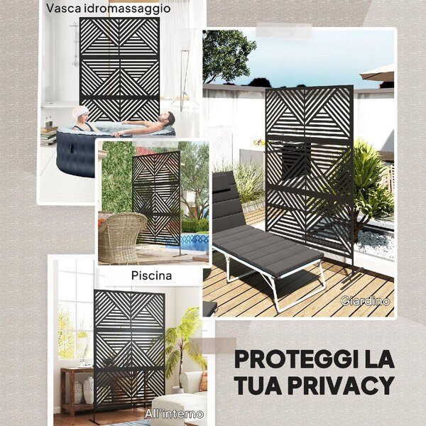 VivaGarden Separ Divisorio da Esterno Decorativo e Traliccio per Rampicanti 122x45x198 cm colore Nero
